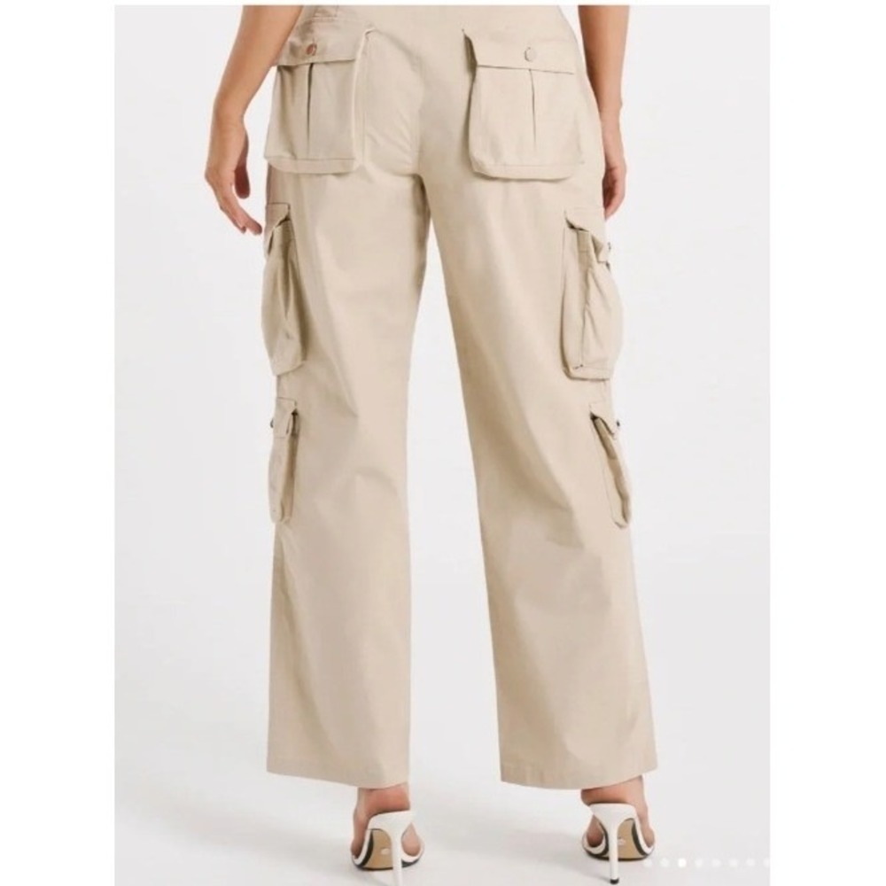MESHKI Clea‎ Cargo Pants Size S Stone Beige High waisted Utility Wide Leg NEW